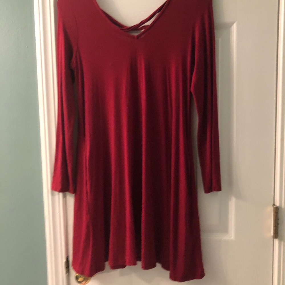 A. Byer Crimson Long Sleeved Dress w/ Laced back